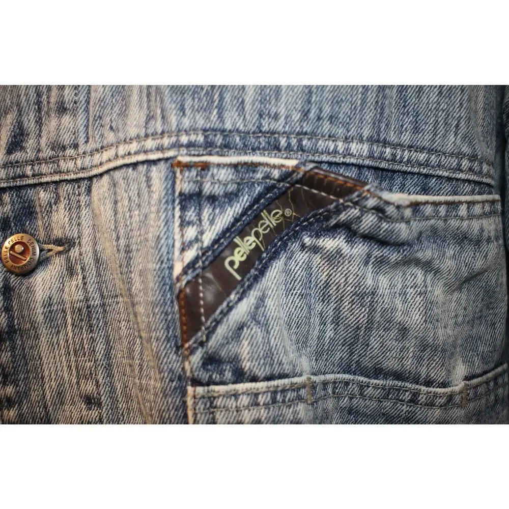 Vintage Pelle Pelle Denim Jacket XL 90s Light Wash Jean Coat  HipHop Streetwear